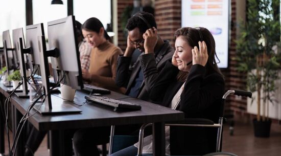 Client helpline operator with chronic health condition